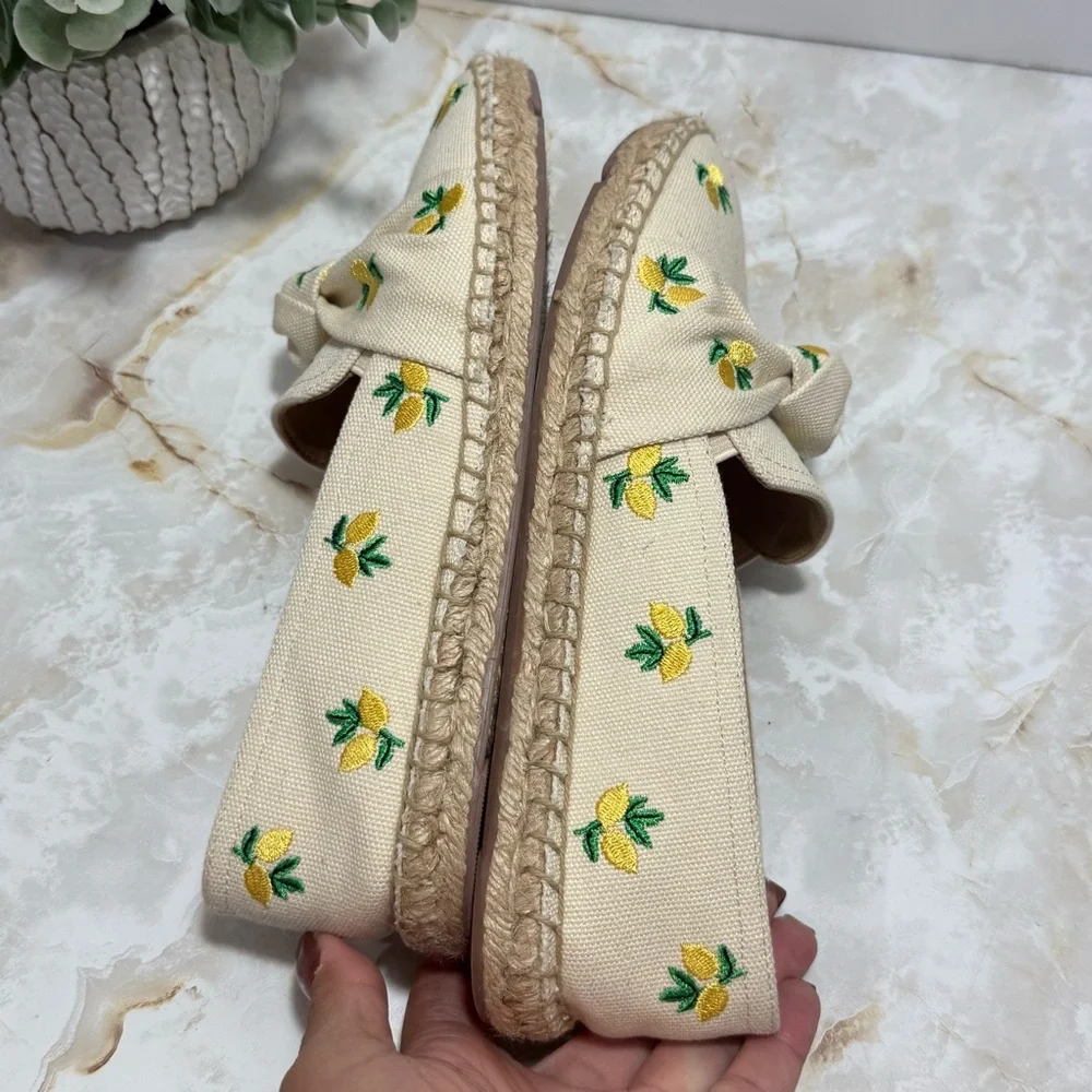 Talbots Izzy‎ Lemon Knotted Canvas Espadrilles Size 6 Coastal Summer Cottagecore